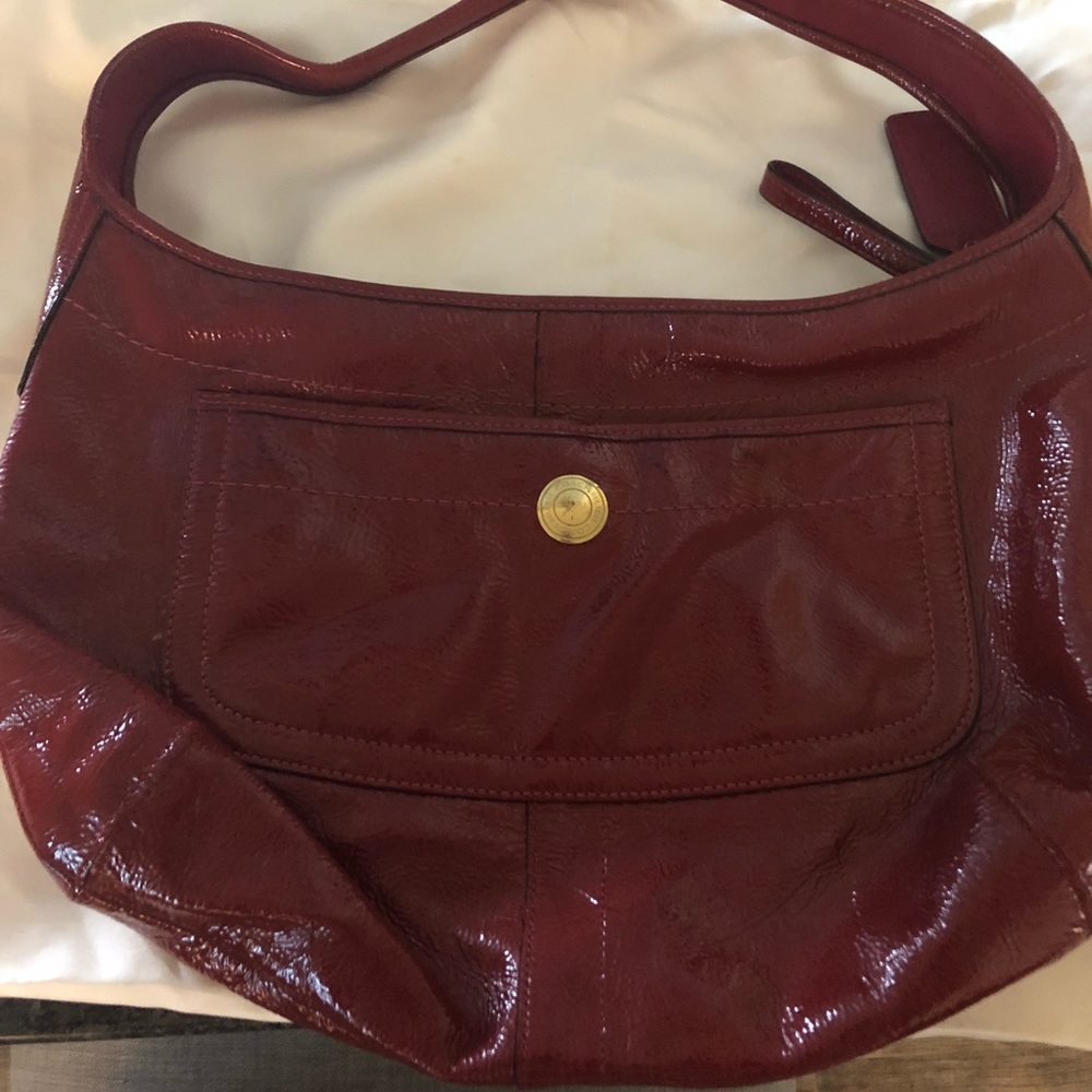 Coach red patent leather handbag